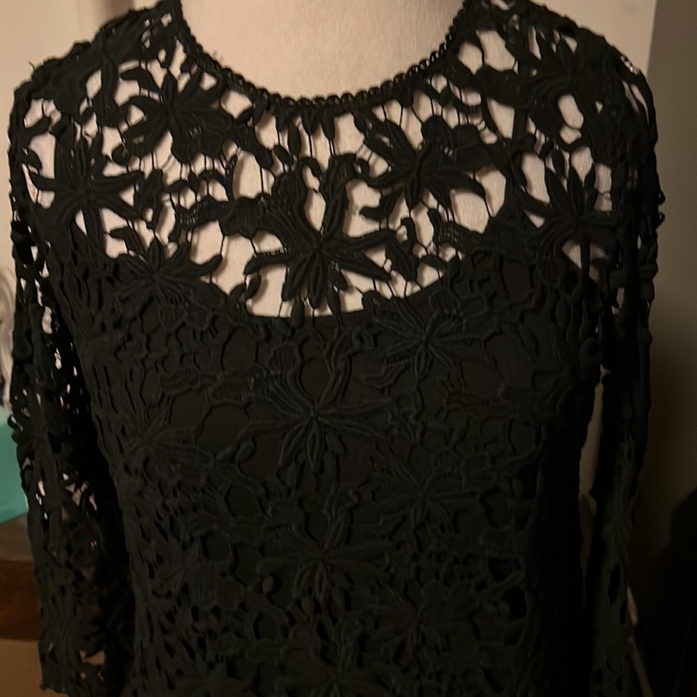 Le lis blanc crochet long sleeve dress with attached spaghetti strap dress - Picture 2 of 4